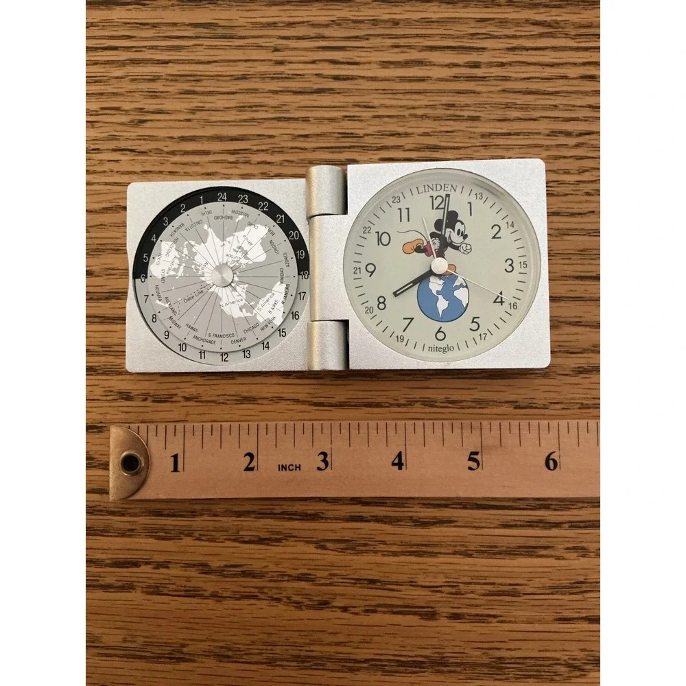 Linden Disney Mickey Mouse World Time Travel Alarm Clock Limited Edition 2000
